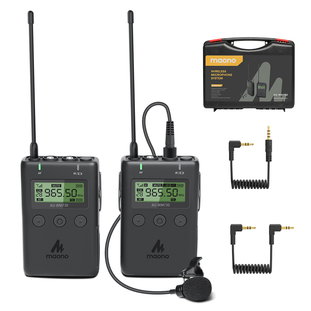 Maono  AU-WM730 - Wireless Microphone System with Low Cut / 48 Channels / Black