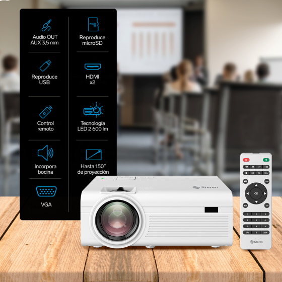 Steren PRO-250 Multimedia Projector 480P, 2600 Lumens