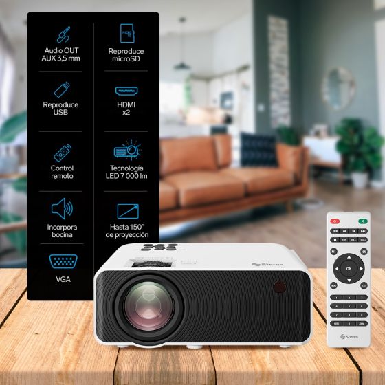 Steren PRO-300 Multimedia Projector 720P, 7000 Lumens