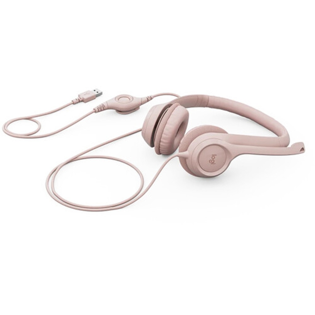 Logitech H390 Headset with Microphone - USB / In-Line Controls / Pink