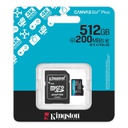 Kingston MicroSD 512GB Canvas Go Plus / Con Adaptador / Negra