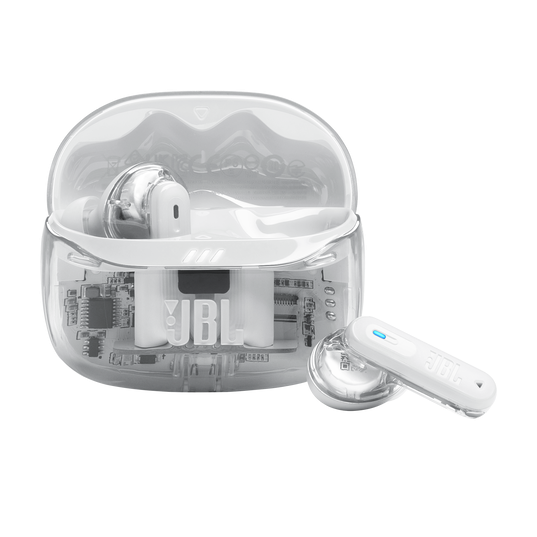 JBL Tune Beam 2 Ghost - Auriculares inalámbricos con cancelación de ruido / Blanco