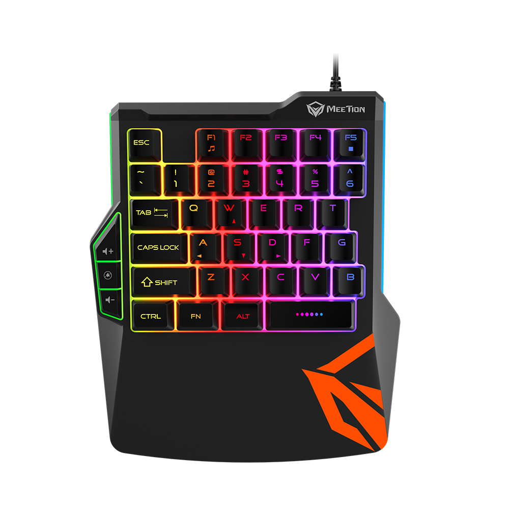 Meetion KB015 One-Hand Rainbow Gaming Keyboard - USB / LED / Black