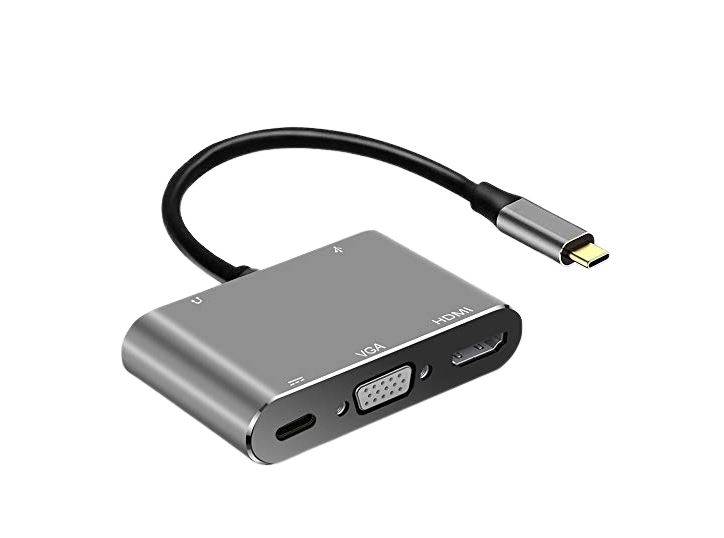 Genérico AD-016 Adaptador Tipo C 5-en-1 - HDMI / VGA / USB3.0 / AUDIO / PD