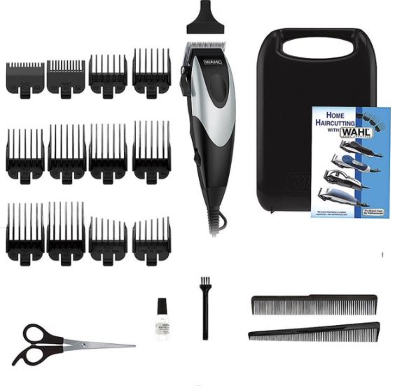 Wahl 5243-5801 HomeCut Complete Haircutting Kit - 12 Peinetas / Tijera / Peinillas / Negra