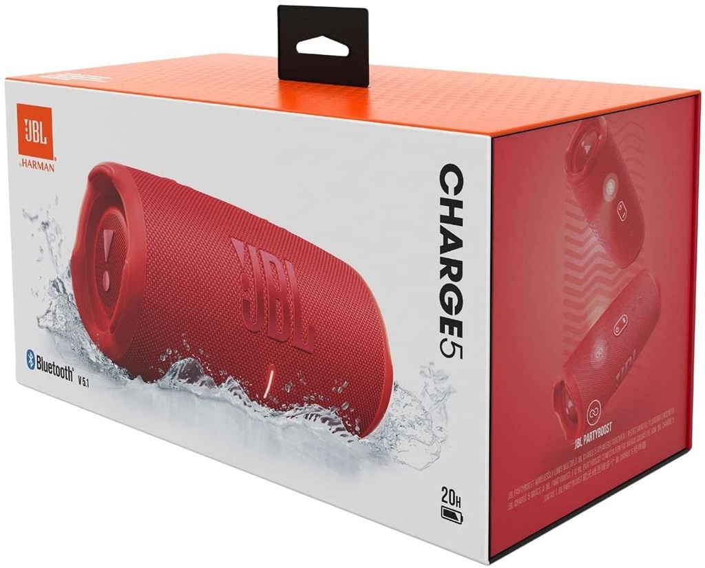 JBL Charge 5 Waterproof Portable BlueTooth Speaker - Bat 7500mAh / USB / Red