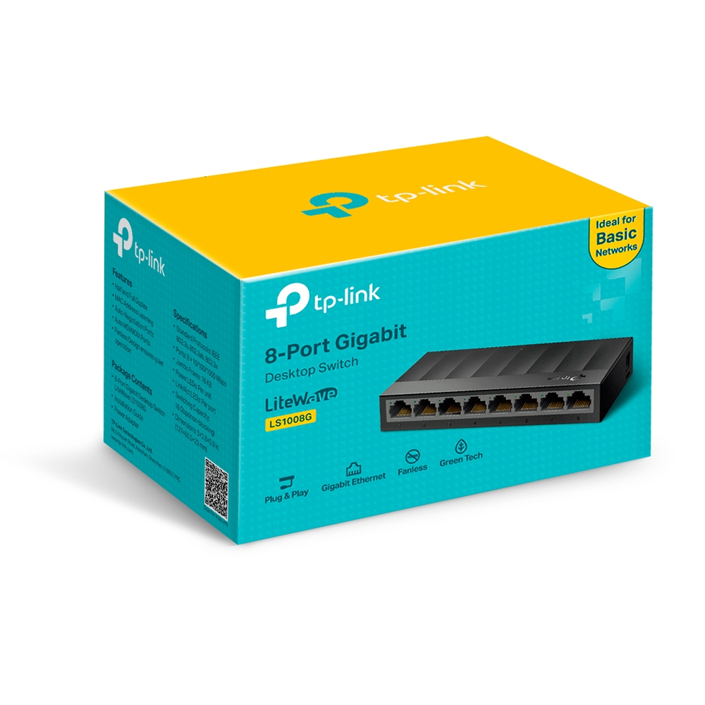 TP-Link LS1008G Switch Desktop 8 Ports 10/100-1000mbps / Black