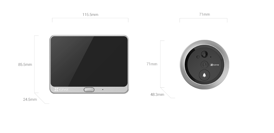 Ezviz DP2C - Wireless Peek Doorbell Push / Night vision / 1080p / Up to 256GB  / Grey