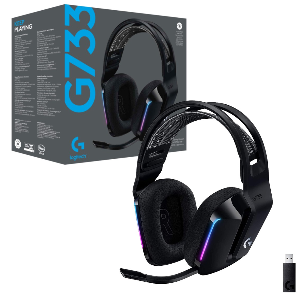 Logitech G733 Auriculares Inalámbricos RGB para Juegos LightSpeed - Bluetooth / USB / LightSync - Negro