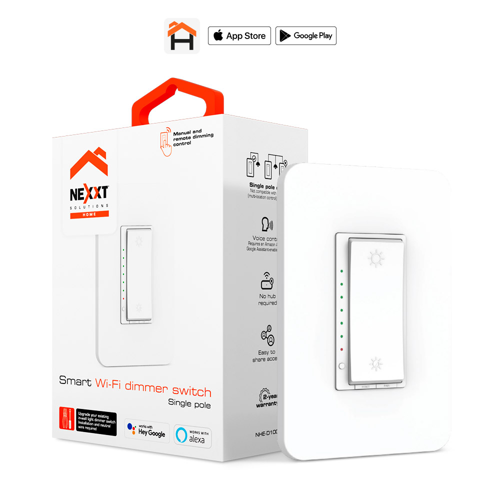 Nexxt NHE-D100 - Atenuador de luz inteligente con conexión Wi-Fi / Blanco