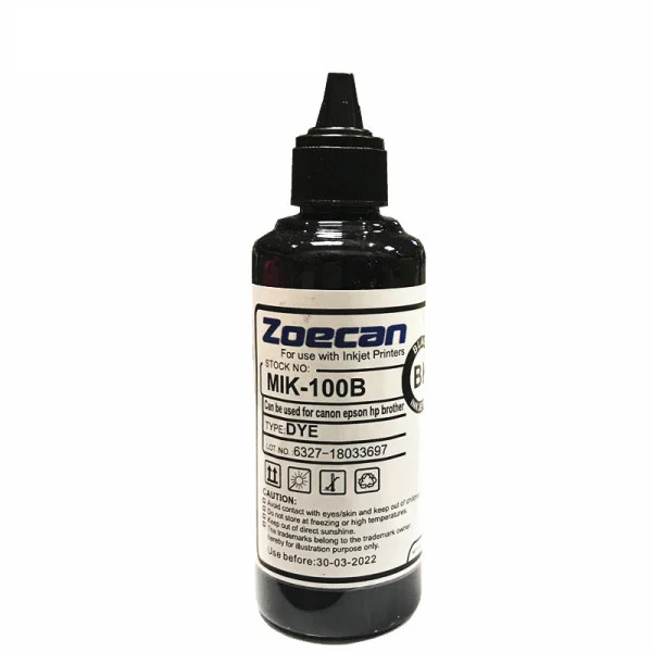 Zoecan MIK-100B Printer Universal Ink - Black - 100ml