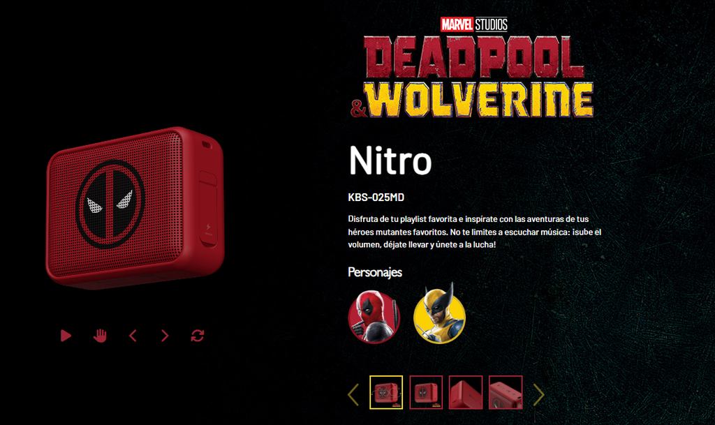 KLIP KBS-025MD DeadPool - Version Marvel Bocina Inalámbrica Nitro /  Bluetooth / 6W / Rojo