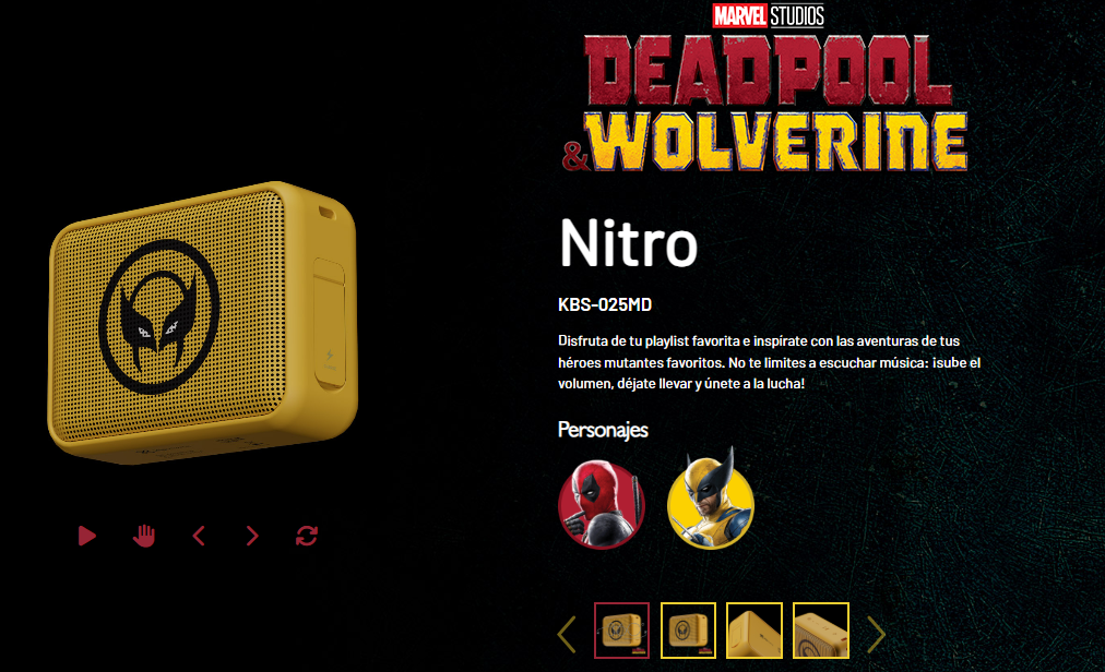 KLIP KBS-025MD Wolverine - Version Marvel Bocina Inalámbrica Nitro /  Bluetooth / 6W / Amarillo