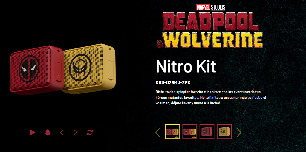 KLIP KBS-025MD-2PK DeadPool &amp; Wolverine - Kit Version Marvel Bocina Inalámbrica Nitro /  Bluetooth / 6W / Rojo/Amarillo