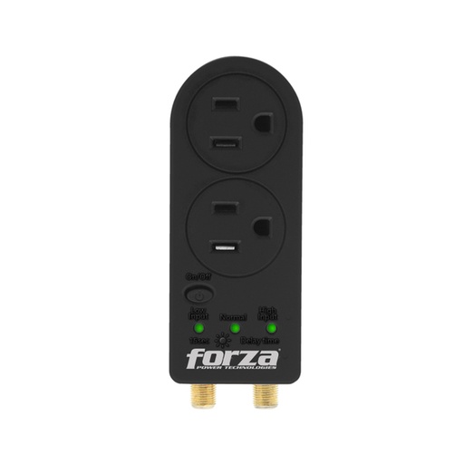 [FOR-UPS-AVR-FVP0200C-BK-320] Forza Zion-2K30 FVP-0200C  Protector de Voltaje - 2 salidas / 1400J / 120V / NEMA / Negro