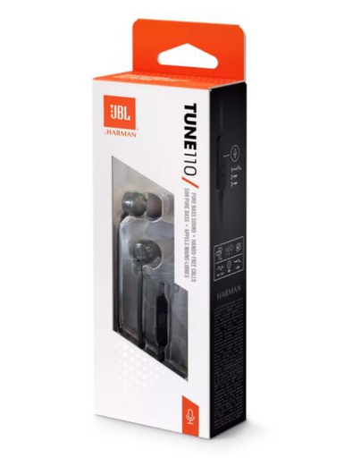 [JBL-HYM-CBL-JBLT110US-BK-122] JBL Tune 110 Headphones + Mic - Black