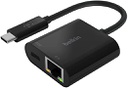 Belkin INC001BTBK - Adaptador USB-C a Ethernet + carga para MAC y Ipad / 60w / Negro