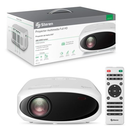 [STE-MUL-PRO-PRO400-WH-323] Steren PRO-400 Multimedia Projector FHD, 9000 Lumens