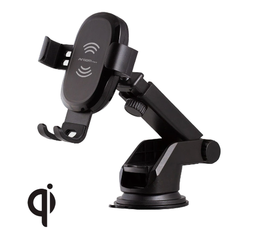 [ACC-CEL-ARG-AC0160BK-BK-423] Argom AC-0160BK QI Certified Wireless Fast Charger Car Mount Holder