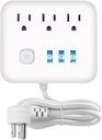 Genérico EL01 - Power Strip / 3 Sockets / 3 USB / 3 ft Extension / White 