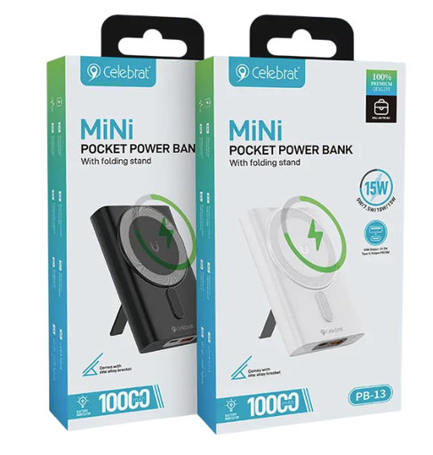 [CEL-CEL-ACC-PB13-NA-424] Celebrat PB-13 Mini Poket Power Bank With folding Stand 1000mAh