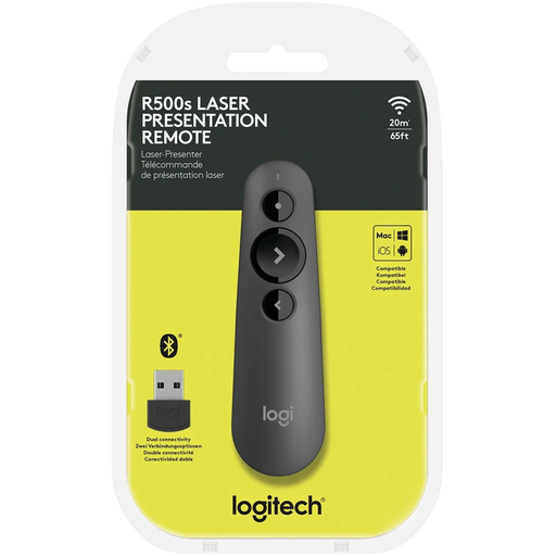 [LOG-ACC-ACC-910006518-BK-225] Logitech 910-006518 - Presentador Inalámbrico R500s - hasta 20m, 2.4GHz + BT / USB / Negro