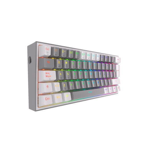 [KYM-GAM-RED-K616RGBGW-WHT-225] REDRAGON FIZZ PRO 60% Wireless Mechanical Gaming Keyboard - 2.4GHz, BT, USB / White