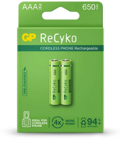 [GPE-MSC-BAT-850MAH-225] GP AAA ReCyko Rechargeable 850mAh 2 PAK
